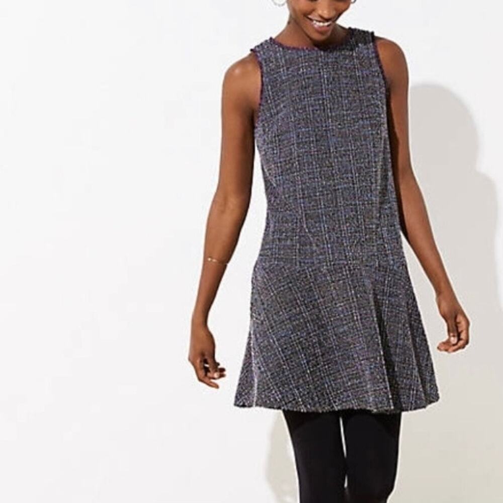 Ann Taylor Loft Tweed Sleeveless Flare Hem Dress Size XS